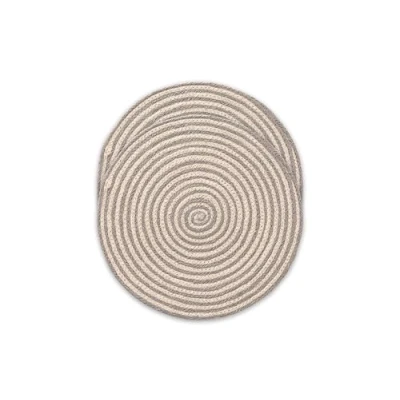 Imagen de Manteles Individuales Redondos, Salvamantel Yute, Natural Hecho a Mano, 38x38 cm Pack 2 Unidades, Rayas Gris