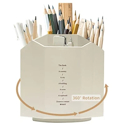 Imagen de Portalapices Giratorio, Portalápices Creativo Soporte con 5 Compartimentos, Escritorio para Oficina y Escuela