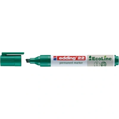 Imagen de edding 22 EcoLine marcador permanente verde 1 rotulador punta biselada 5mm indeleble de secado rápido resistente al agua y los borrones cartón, plástico, madera, metal, tela universal
