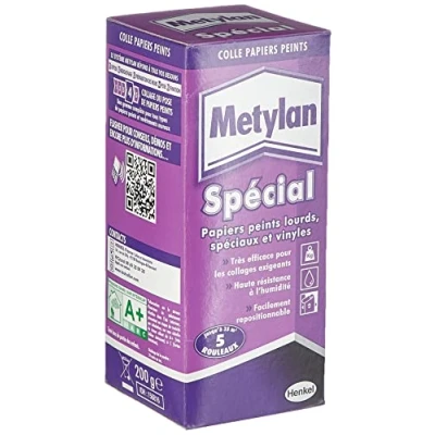 Imagen de Metylan Spécial Colle papiers peints (paquet de 200 g) renforcée pour lourds, spéciaux et vinyles repositionnable pièces humides jusqu’à 25 m²