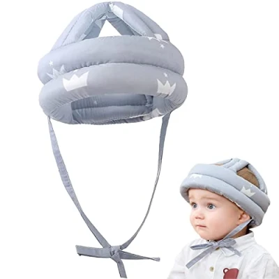 Imagen de ZEACCT Casco de Seguridad para bebé, Sombrero algodón, Bebe Golpes, Protector Infantil Gorra Bebé Antigolpes Niños Algodón (Gris)