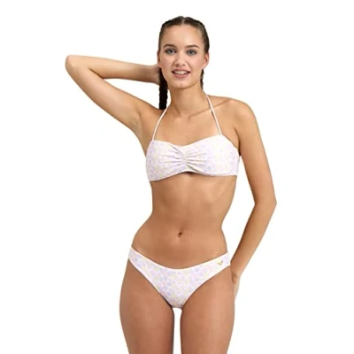 Imagen de arena Allover Bikini Bandeau para Mujer, Bañador con Tejido Elástico Reciclado y Secado Rápido, Mujer Copas Extraíbles Top Tirantes