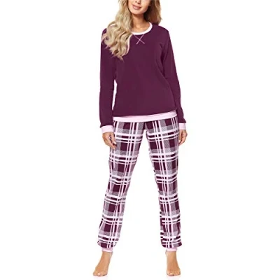 Imagen de Merry Style Pijama Conjunto Camiseta y Pantalones Mujer MS10 168(Borgoña Cuadrados, L)