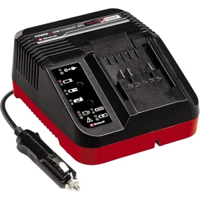 Imagen de Einhell Original Cargador Power X Car 3A Change (Iones de Li, 18V,Conector 12V, supervisión Permanente batería y gestión Carga Inteligente, indicador LED 7 Estados)