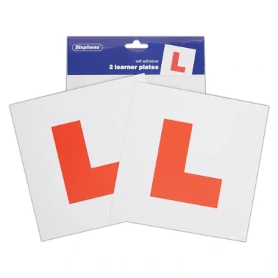 Imagen de Stephens Paquete de 2 pegatinas placas aprendizaje rojas para coche, reutilizables, parte delantera y trasera del uso mientras conduces antes obtener P licencia