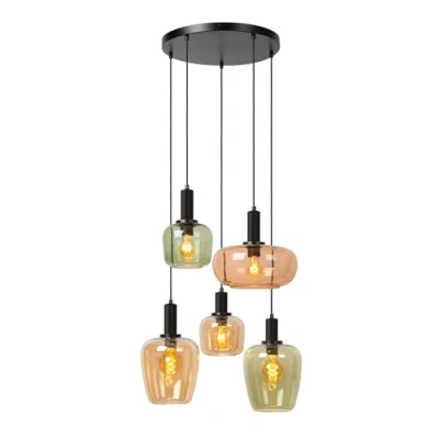 Imagen de Lucide Ilona lámpara colgante, cristal, multicolor, Ø 45 cm, 5 luces