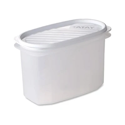Imagen de Tatay Almacenamiento de alimentos, hermético, 1.2 L capacidad, tapa flexible a presión, sin BPA, apto para microondas y lavavajillas, color Blanco, Medidas: 18,4 x 9,7 12, 2 centímetro