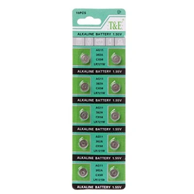 Imagen de Kodbww 10 pilas alcalinas AG11 1,55 V LR721 362 SR721 162 de botón electrónicas para relojes, mando a distancia