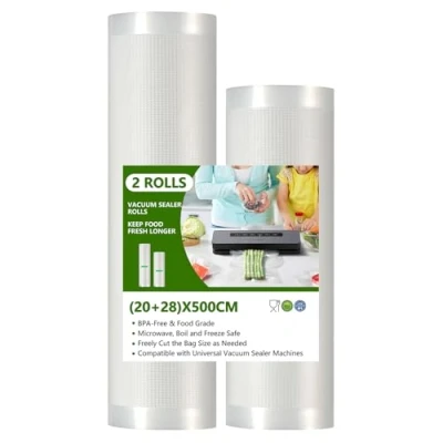 Imagen de Diboniur 2 2820x500cm Bolsas Rollos Envasadora al Vacio para Sous Vide Cocina y Conservación de Alimentos, Sin BPA, Compatible, PE, Transparente