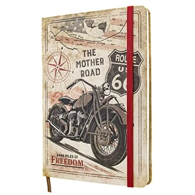 Imagen de Nostalgic Art Cuaderno retro punteado, Route 66 Bike Map Idea de regalo para los fans la Ruta 66, Bullet Journal dotted, Diseño vintage, A5, 54005