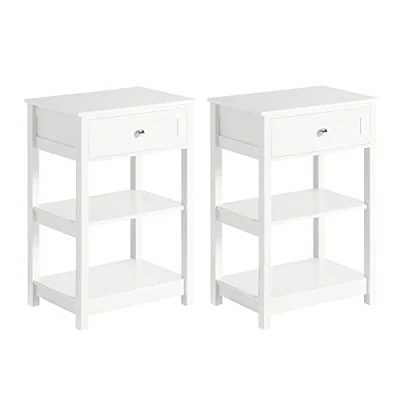 Imagen de SoBuy FBT46 WX2 Set de 2 Mesas auxiliares con 1 cajón, Consola,mesita Noche para salón Comedor, teléfono o lampara (2)