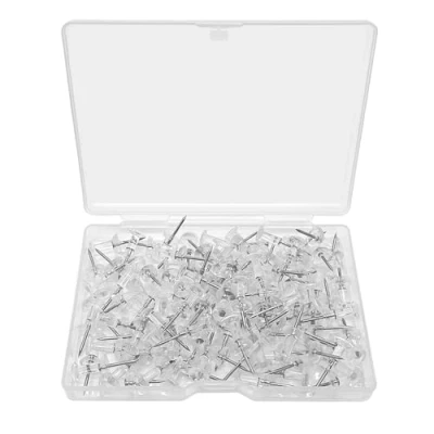 Imagen de Skythrive Chinchetas Transparentes 100 Pcs Cabeza Redonda de Plástico con Caja para Tablero Corcho Pared y Techo Coche Uso en Mapas Anuncios