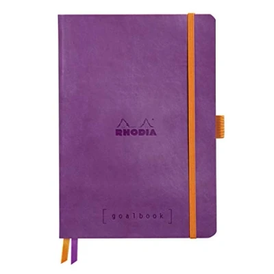 Imagen de Clairefontaine ES RHODIA 117579C Goalbook Cuaderno (A5, 240 páginas, papel blanco, 90 g, 2 correas, cierre elástico, tapa de piel sintética), color morado