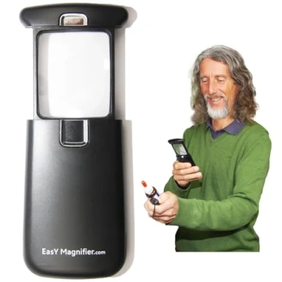 Imagen de Lupa de Lectura Easy Magnifier 3X con luz LED Bolsillo iluminada, para Leer Fuentes pequeñas Mano Regalo Ayuda Personas Mayores