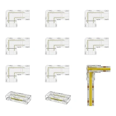 Imagen de Persistence Conector COB de 8 Mm Esquina/En Forma L Piezas, Conectores Sin Espacios 2 Piezas para Tiras Luces LED COB, NO Cinta 10