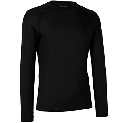 Imagen de GripGrab Merino Wool Polyfibre Long Sleeve Cycling Base Layer Thermal Bicycle Hiking Under Shirt Black and Navy Blue Camisetas Interiores Ciclismo, Unisex Adult, Negro, M
