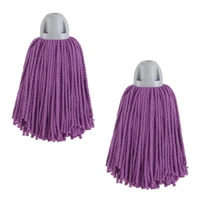 Imagen de MAYA Fregona MAX Pro Hilo. Limpieza Eficiente y Duradera para Superficies Lisas. 100 % Microfibra. Extra Absorbente Escurrefacil. Rosca Universal. Pack de 2 Fregonas (Morado)