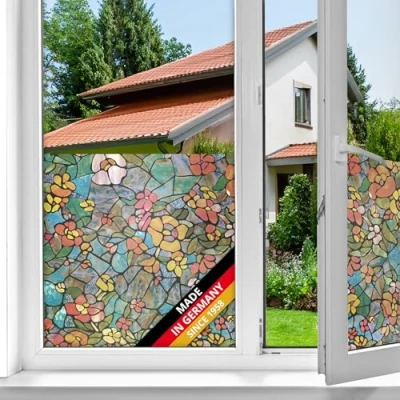 Imagen de d c fix vinilo adhesivo para cristales ventanas Jardín veneciano autoadhesivo opaco translúcido privacidad decorativo mampara de ducha baño lámina pegatina 45 cm x 2 m