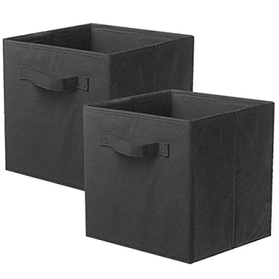 Imagen de Powerking Cesta Plegable de Almacenamiento Ropa Cubos, contenedores y cajones (Negro, 2)