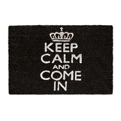 Imagen de Relaxdays Coir Doormat Black Felpudo “Keep Calm and Come IN, Alfombrilla Entrada de Coco y PVC, Alfombra 40 x 60 cm Antideslizante, Negro, Caucho