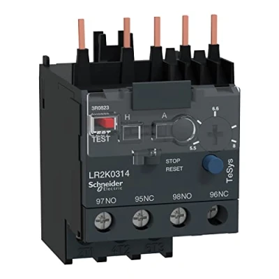 Imagen de Schneider Electric LR2K0314 TeSys LR2K Relé Térmico, 3P, 5.5… 8A, Clase 10A, 58mm x 45mm 65mm