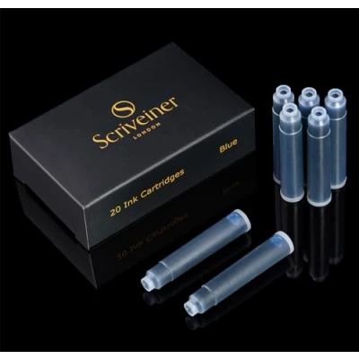 Imagen de Cartuchos de Tinta para Pluma Estilográfica Scriveiner Azul 20 Estándar Internacional, Fabricados en el Reino Unido Compatible con una Amplia Gama Plumas Estilográficas