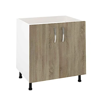 Imagen de HOGAR24 ES Mueble Bajo Fregadero 2 Puertas Color Roble Cortez, Medidas: 85 x 80 58 cm