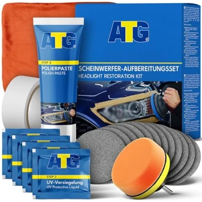 Imagen de ATG® Kit pulir Faros coche Barniz pulido Polimero liquido para Limpia de Pulimento Pulidor coches
