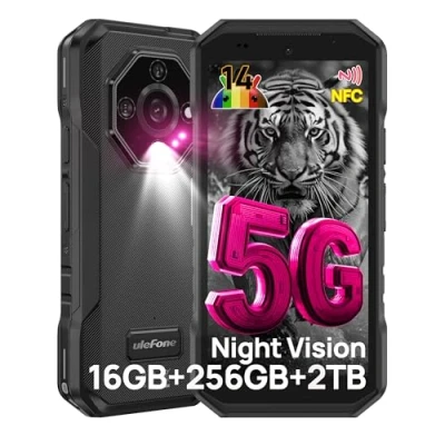 Imagen de Ulefone Armor X32 Pro 5G Movil Resistente 2025, Android 14 Smartphone 16GB+256GB/SD 2TB 5500mAh Teléfono Flashlight, 5,65, Cámara 64MP+16MP+25MP, 3 Slots/Face ID/Fingerprint/GPS/OTG/NFC Negro