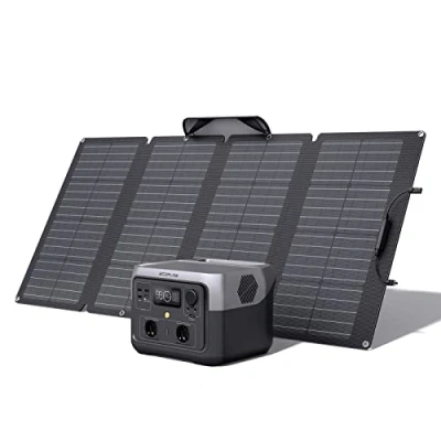 Imagen de Estación de energía portátil ECOFLOW RIVER 2 MAX con panel solar 160 W, salida 1000 W X boost, generador para exteriores, RV