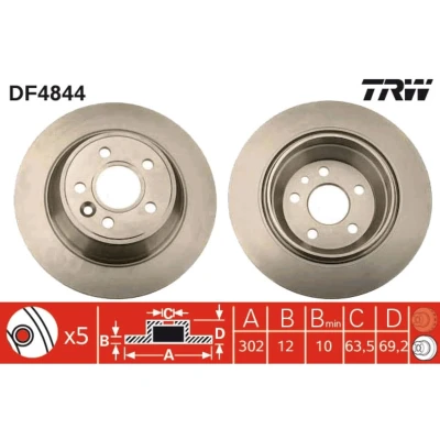 Imagen de TRW DF4844 Disco de freno 302 12 5 108 macizo VOLVO: XC70 I Cross Country, S80 II, V70 3