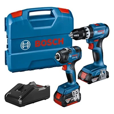 Imagen de Bosch Professional 18V System GDR 200 + GSB 45 Set atornillador de impacto taladro percutor (1 batería 2.0 Ah, 1 4.0 en maletín) Amazon Exclusive