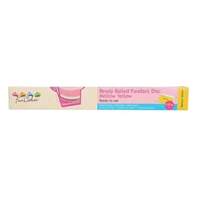 Imagen de FunCakes Disco de Fondant Amarillo Suave: Delicioso Sabor a Vainilla, Libre Halal, Kosher y Gluten. 36 cm Circunferencia 3 mm Espesor. 430 g