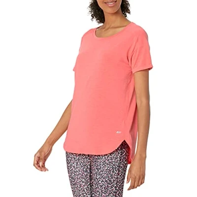 Imagen de Amazon Essentials Camiseta Studio Ligera, Holgada y con Cuello Redondo (Disponible en Tallas Grandes) Mujer, Rosa Brillante, XL