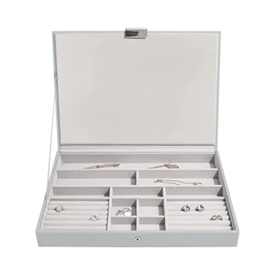 Imagen de Stackers Joyero de tamaño Extra Grande, Color Gris (Pebble Grey) con Tapa