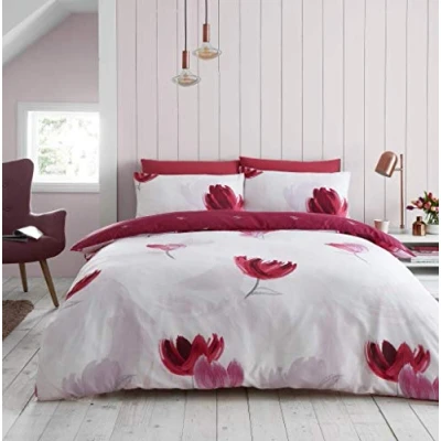 Imagen de GC GAVENO CAVAILIA Juego de Funda edredón Flores, Ropa Cama botánica polialgodón tamaño King, Fundas Suaves, Color Morado