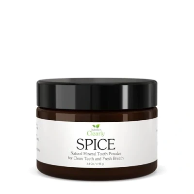 Imagen de Clearly SPICE, Natural Remineralizing Tooth Powder for Healthy Teeth and Gums, Sensitive Teeth, Anti Cavity. Whitening Fluoride Free Toothpaste Adults + Kids (Orange Cinnamon) (100g)