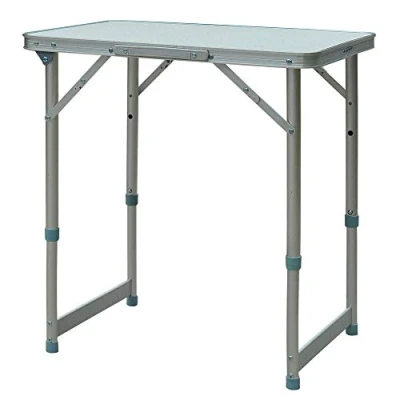 Imagen de Outsunny Mesa de Camping Plegable Portátil Multifuncional con Altura Ajustable en 2 Niveles Marco Aluminio para Jardín Balcón Patio Exterior 60x45x64 cm Blanco