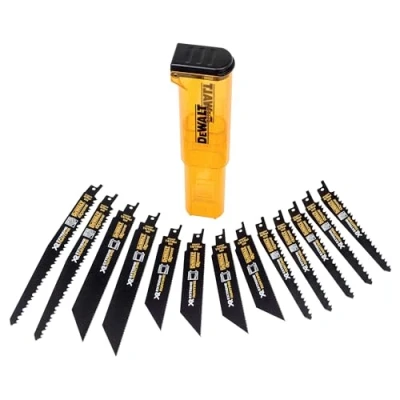 Imagen de DeWalt DT99550 QZ Juego de 13 Hojas Sierra Sable Bi Metal XR EXTREME RUNTIME; 5x DT99554 152mm, 2x DT99555 230mm,4x DT99553 152mm,2x DT99552 203mm ideales para cortes en Madera y Metal, Arándano