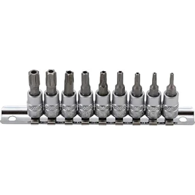 Imagen de BGS 2165 Juego de puntas vaso entrada 6,3 mm (1/4&quot;) perfil en T (para Torx) con perforación T10 T50 9 tlg.