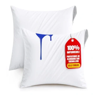 Imagen de Utopia Bedding Protector de Almohada Impermeable 50x50 cm (Juego 2) con Cremallera, Funda Certificado Oeko Tex