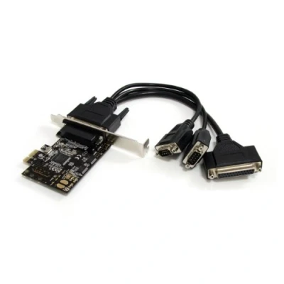 Imagen de StarTech.com Tarjeta Adaptadora PCI Express PCIe e 2 Puertos Serie 1 Paralelo con Breakout Cable Multiconector RS232 Serial DB9 DB25