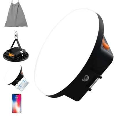 Imagen de Linterna Camping LED, 12000mAh Power Bank Recargable Lámpara ,2000LM Foco para Tienda, IP65 Impermeable Portátil Luz de Emergencia Pesca,Senderismo,Apagón (30W Pro)