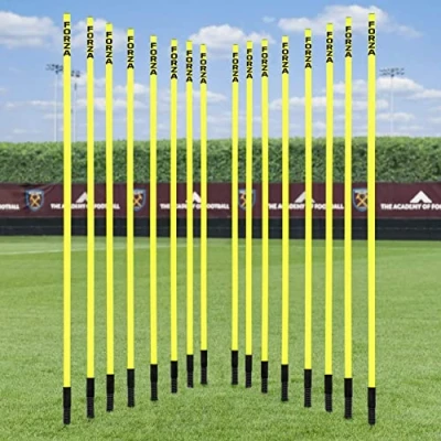 Imagen de FORZA Palos de Slalom para Entrenamientos Base Goma Opcional Césped Artificial (1,5m o 1,8m Alto) (Palo con Muelle, 1,5m Pack 16)