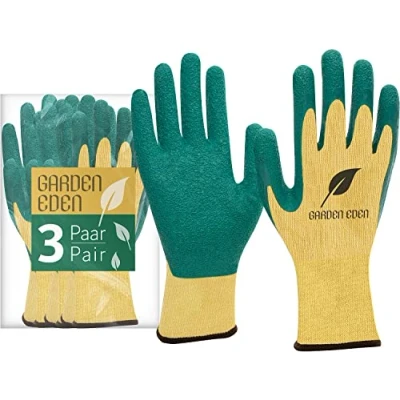Imagen de ACE Guantes de jardinería Garden Eden (3 pares) para hombres y mujeres, trabajos intensivos, antideslizantes, flexibles, multiusos, plantación, poda, arranque, deshierbe, bricolaje EN 388 S