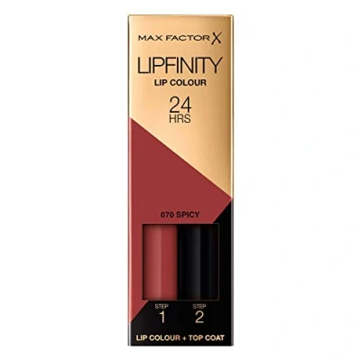 Imagen de Max Factor LipFinity Lip Colour Lipstick Pintalabios, Tono 70 Spicy Paso 1: 2.3ml 2: 1.9g