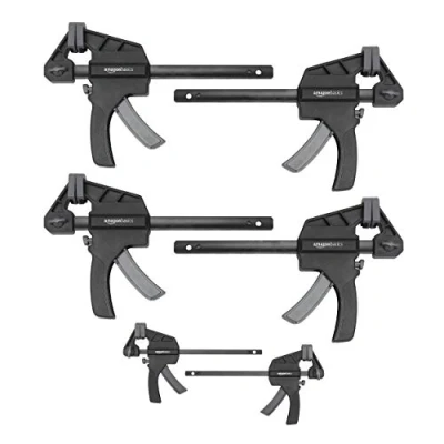 Imagen de Amazon Basics 6 Unidads abrazaderas de barra: 2 unidades 10,16 cm y 4 15,24 cm, Negro/ Gris