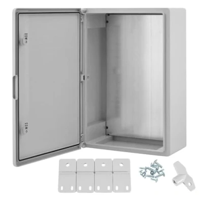 Imagen de Ralertreik Armario de Distribución para Pared con Placa Montaje Galvanizada, Caja Industrial Control Vacía Plástico ABS Puerta Protección IP65, tamaño 600x800x260