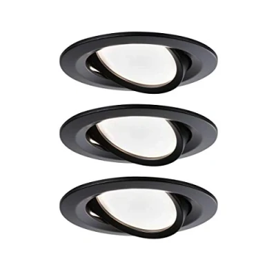Imagen de Paulmann 94471 Luminaria empotrable LED Nova, Coin, set de 3, redonda/orientable 3x6,5 W blanco cálido, foco empotrable, negro mate, Spot, alu. 2700 K