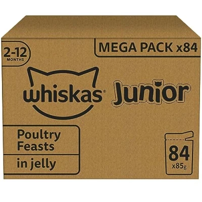 Imagen de Whiskas Comida húmeda junior Aves Selección en gelatina Bolsas de comidas 84 x 85g